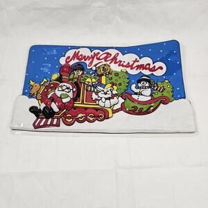 Vintage 3D Molded Plastic Santa Merry Christmas Decoration Wall Hanging 17” INCH